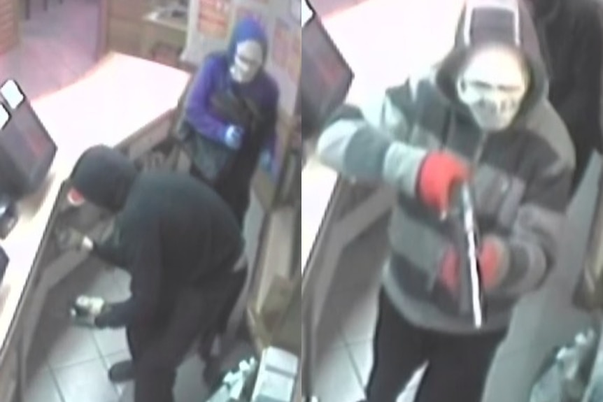 CCTV photos of robbers holding up Red Rooster