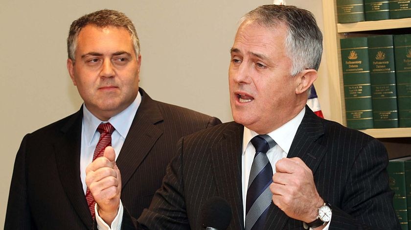 LtoR Shadow treasury spokesman Joe Hockey and Opposition Leader Malcolm Turnbull