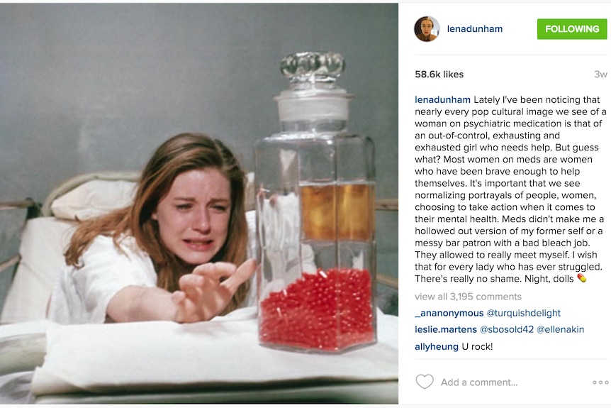 Lena Dunham's Instagram post, January 2016.