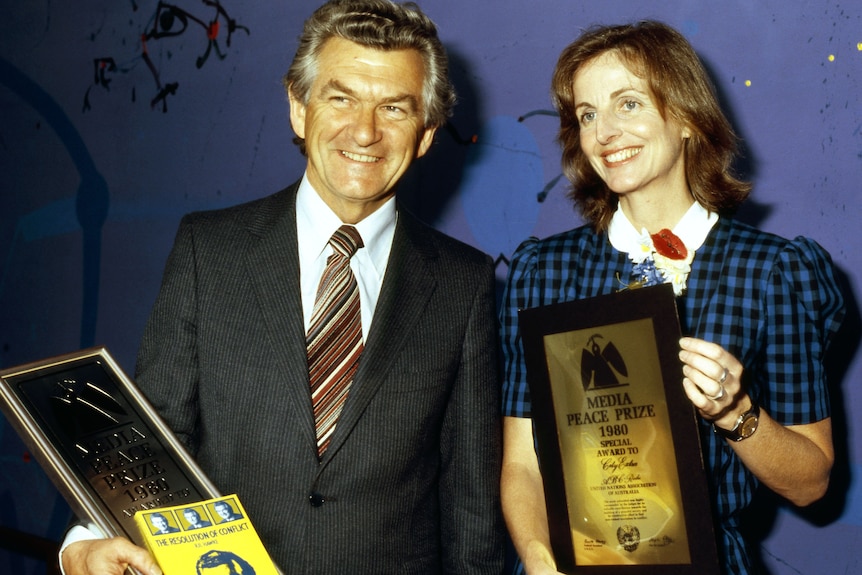 Caroline Jones and Bob Hawke