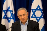 Israeli Prime Minister Benjamin Netanyahu attends the weekly cabinet meeting in the Israeli-annexed Golan Heights.