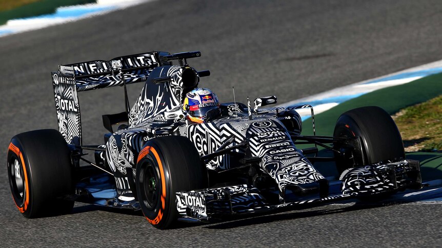 Daniel Ricciardo of Australia and Infiniti Red Bull Racing drives during day one of testing