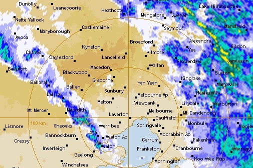 Rain radar in Melbourne