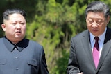 North Korean leader Kim Jong-un walks with China's President Xi Jinping during a visit to Dalian, China.