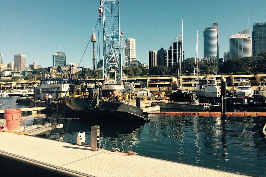 Boat salvaged at Finger Wharf