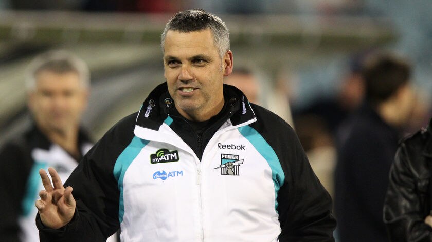 Time to say goodbye: Mark Williams bids farewell to Port Adelaide.