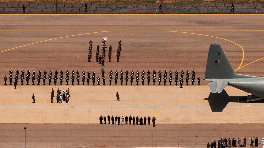 Military escort for Nelson Mandela