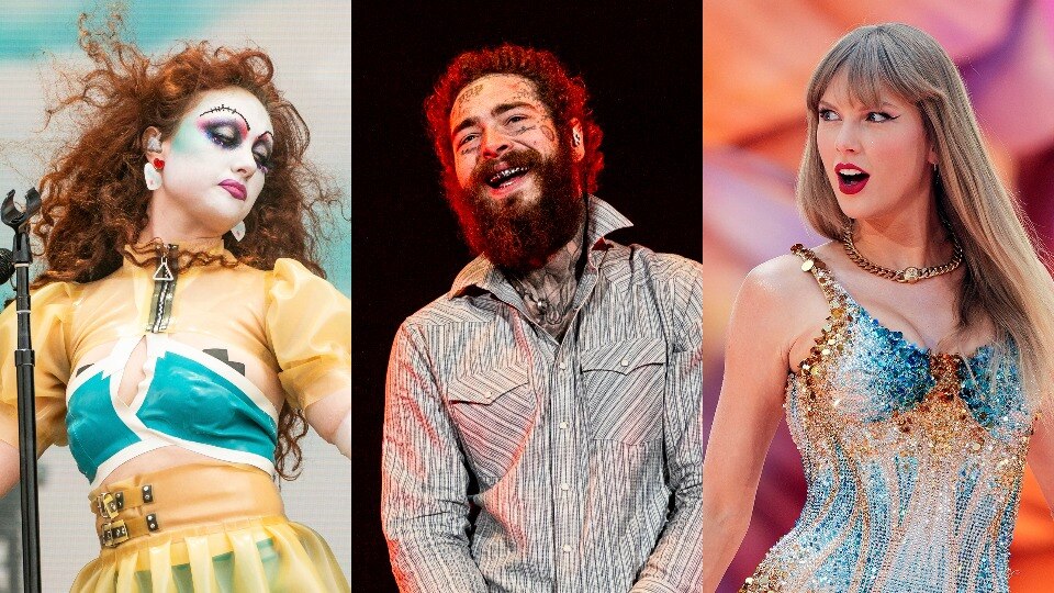 A collage of three musicians 