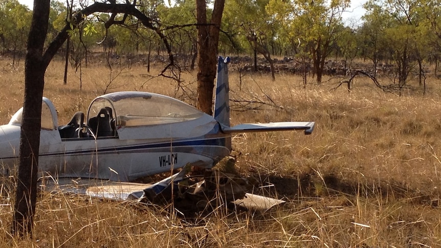 Destroyed tail of private plane