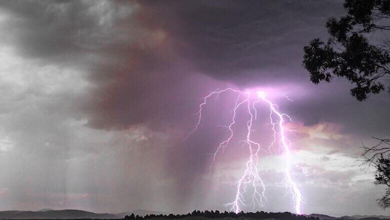 Lightning forks over Dodges Ferry, in southern Tasmania.