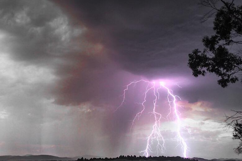 Lightning forks over Dodges Ferry, in southern Tasmania.