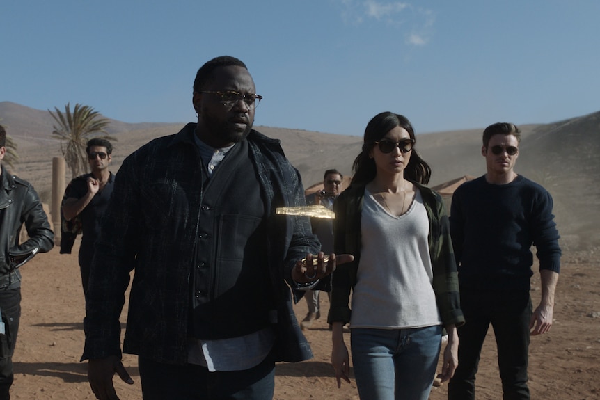 Lia McHugh, Barry Keoghan, Kumail Nanjiani, Brian Tyree Henry, Harish Patel, Gemma Chan and Richard Madden trek across desert