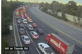 Traffic builds on the Monash Freeway