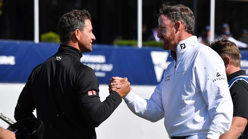 Adam Scott and Jimmy Walker after round one of the Golf World Cup