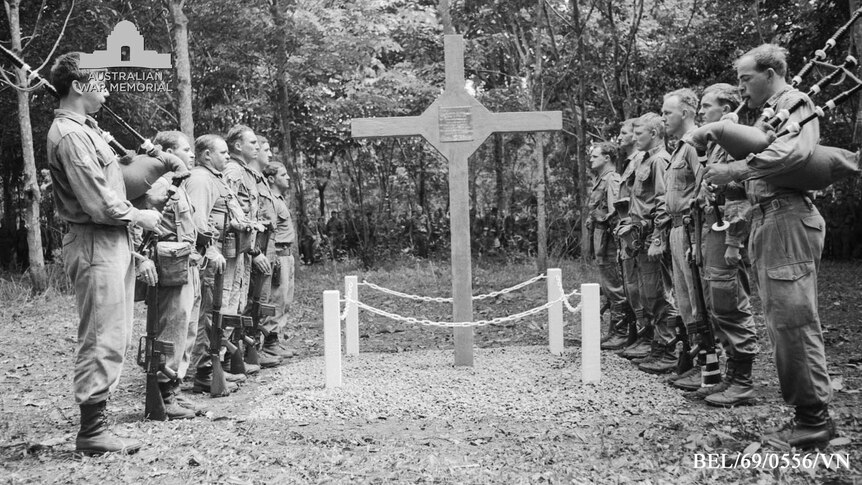 The pipers' lament for the dead of Long Tan, a poignant moment at the commemorative service held on the site of the battle.