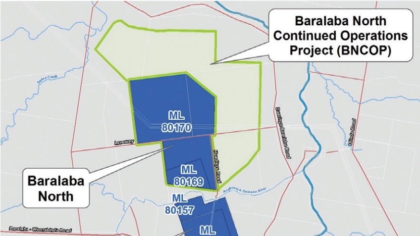 Map of expansion to Baralaba coal mine.