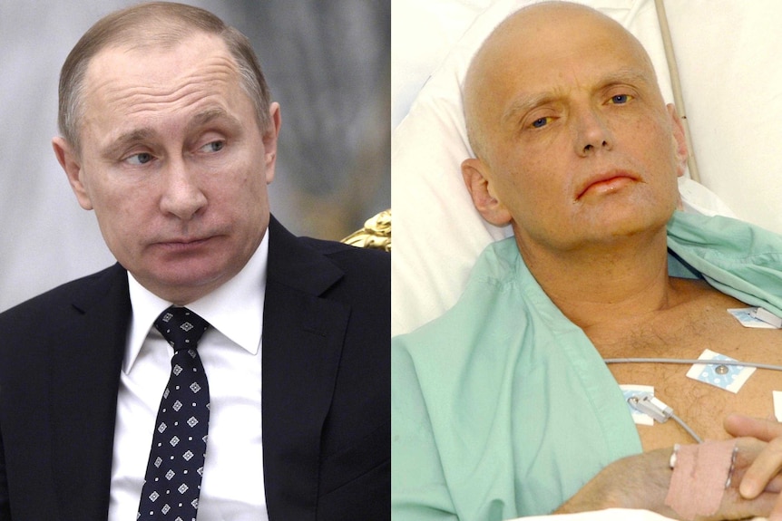 Composite image of Russian President Vladimir Putin and ex-KGB agent Alexander Litvinenko.