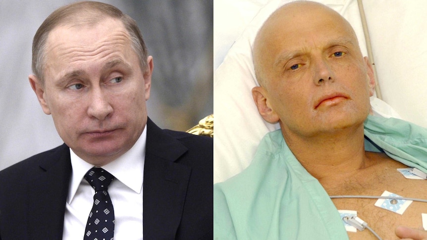Composite image of Russian President Vladimir Putin and ex-KGB agent Alexander Litvinenko.