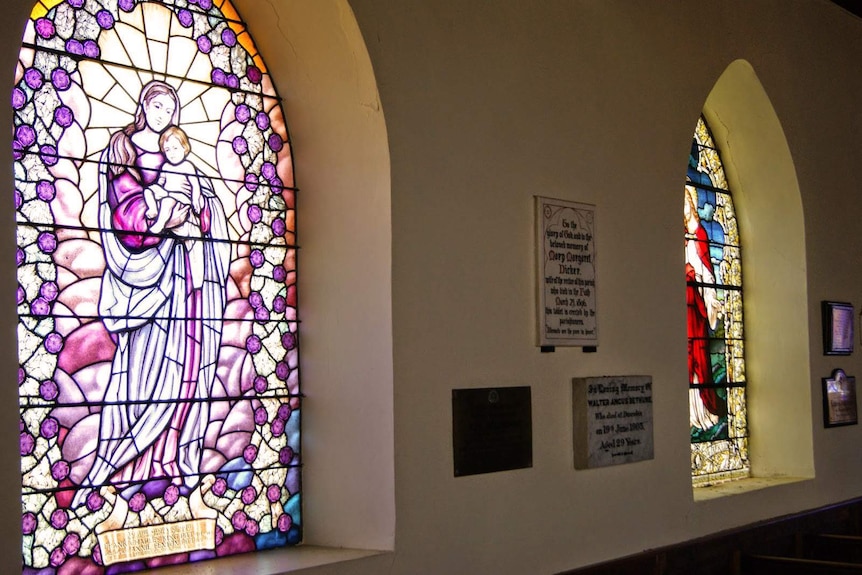 A stained glass window in St John the Baptist at Ouse