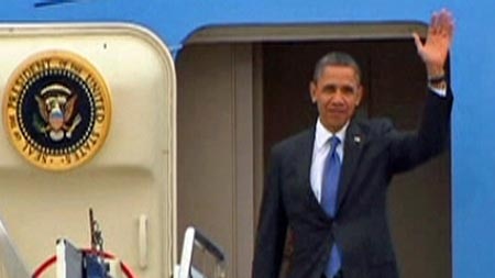 TV still of Barack Obama arrives in Darwin on November 17, 2011.