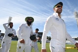 Faf du Plessis leads South Africa off the WACA after winning the first Test