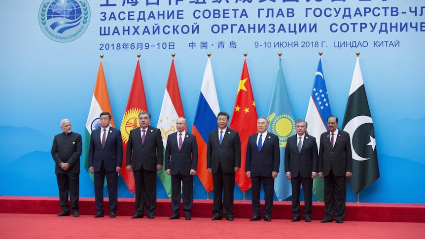 A group of prime ministers including Xi Jinping at the SCO 2018 summit.