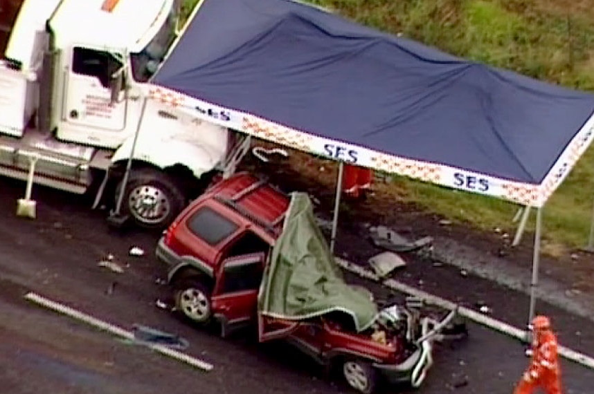 Aerial view of Truganina double fatal crash