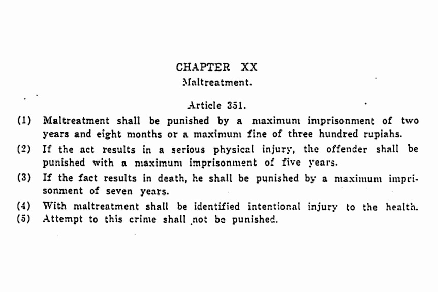 Legal document explaining punishment for maltreatment