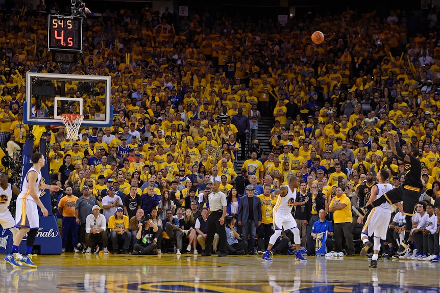 Kyrie Irving's game winner in game seven of the 2016 NBA Finals between the Cleveland Cavaliers and Golden State Warriors.