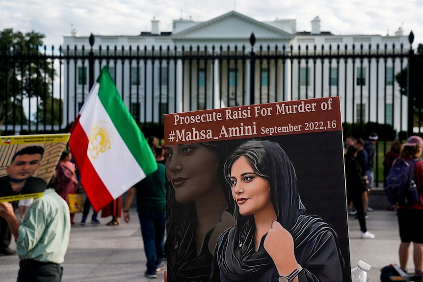 Iranian Americans rally outside the White House in support of anti-regime protests in Iran