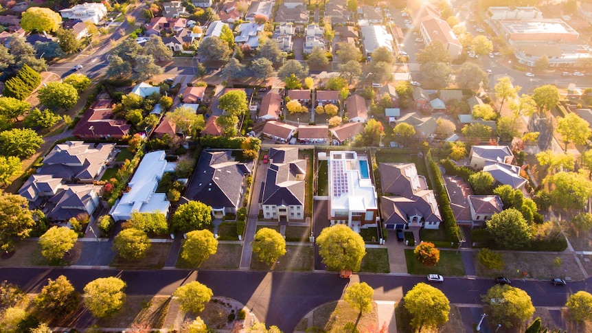 Aerial view of an Australian suburb