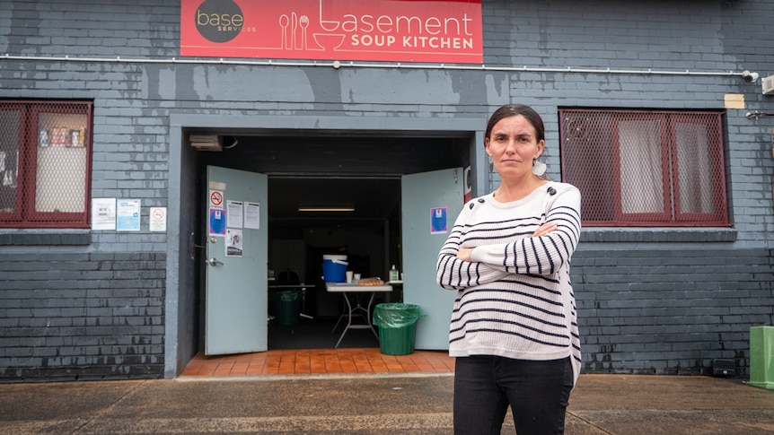 Toowoomba social worker Tiff Spary outside a soup kitchen, Toowoomba, March 2021.