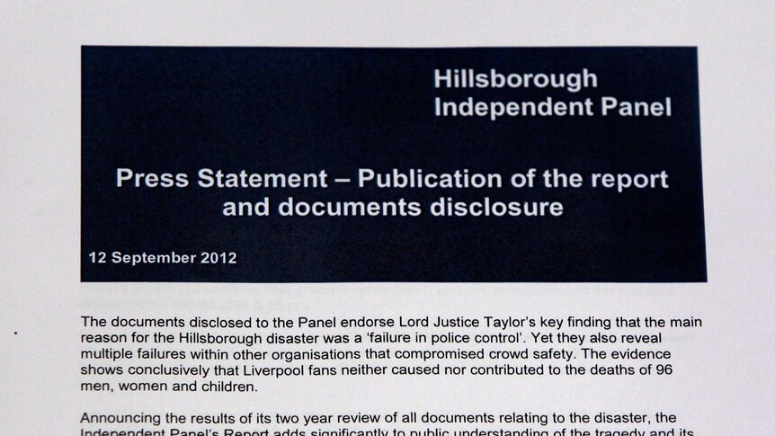 A copy of a press statement issued by the Hillsborough Independent Panel.