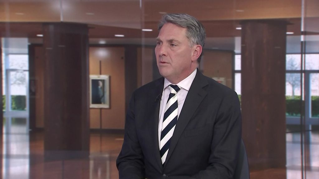 Richard Marles speaking in a television studio during news interview.