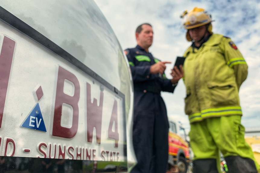 Tag on Queensland number plate for electric vehicles to help emergency services assess battery risks