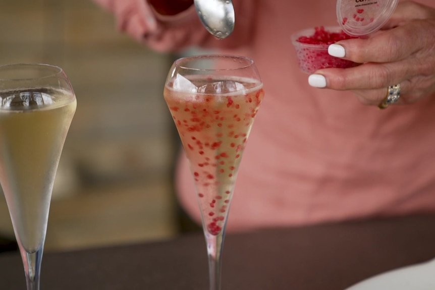 Photo of a glass of champagne.