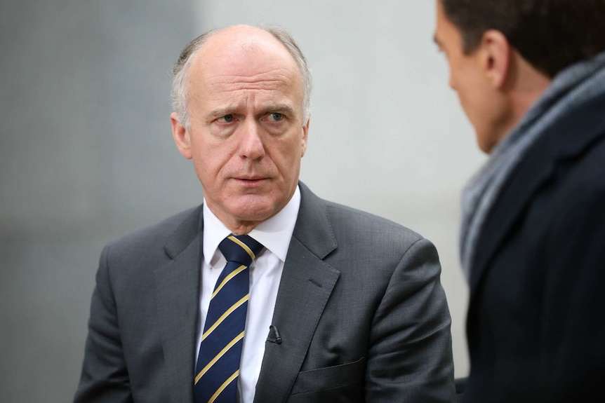 Senator Eric Abetz speaks during a TV interview