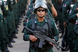 Cambodia's armed forces at the Olympic Stadium