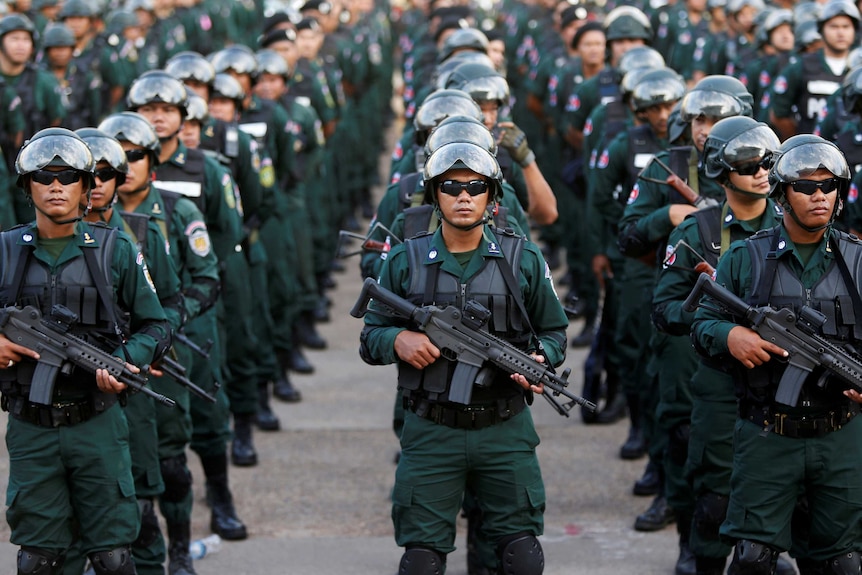 Cambodia's armed forces at the Olympic Stadium