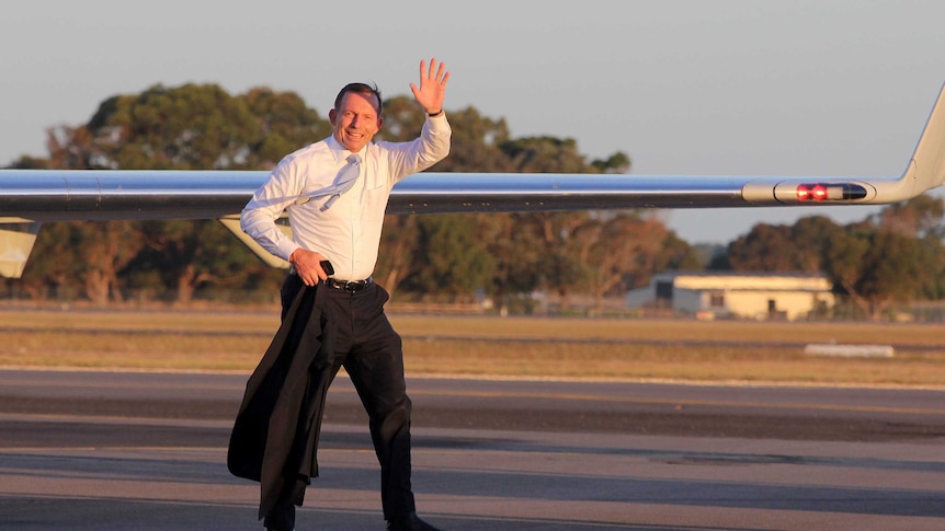 Tony Abbott at Mount Gambier Airport