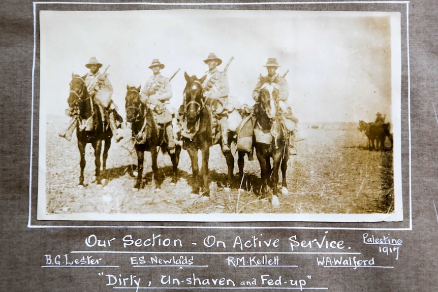 Bruce Lester pictured with other Australian Light Horse soldiers from his section.