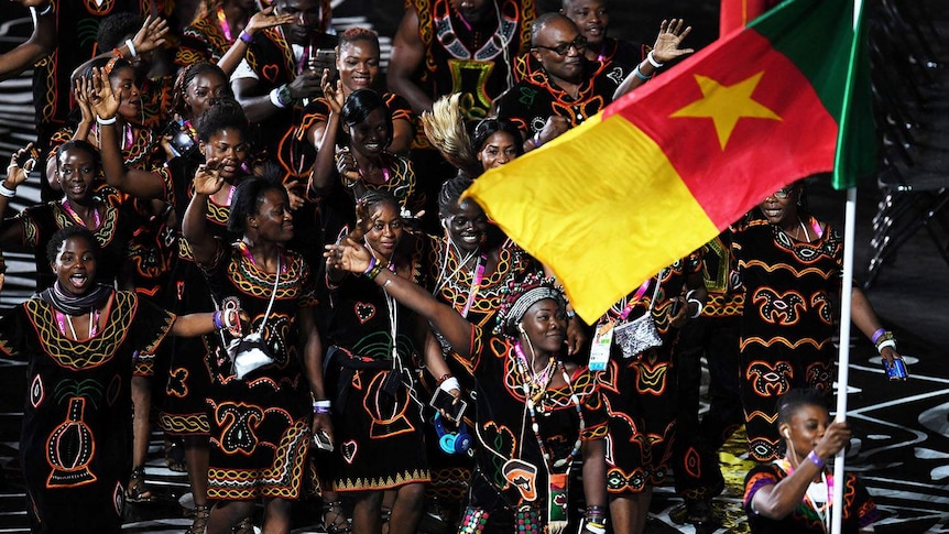 Athletes from Cameroon team at Commonwealth Games Opening Ceremony