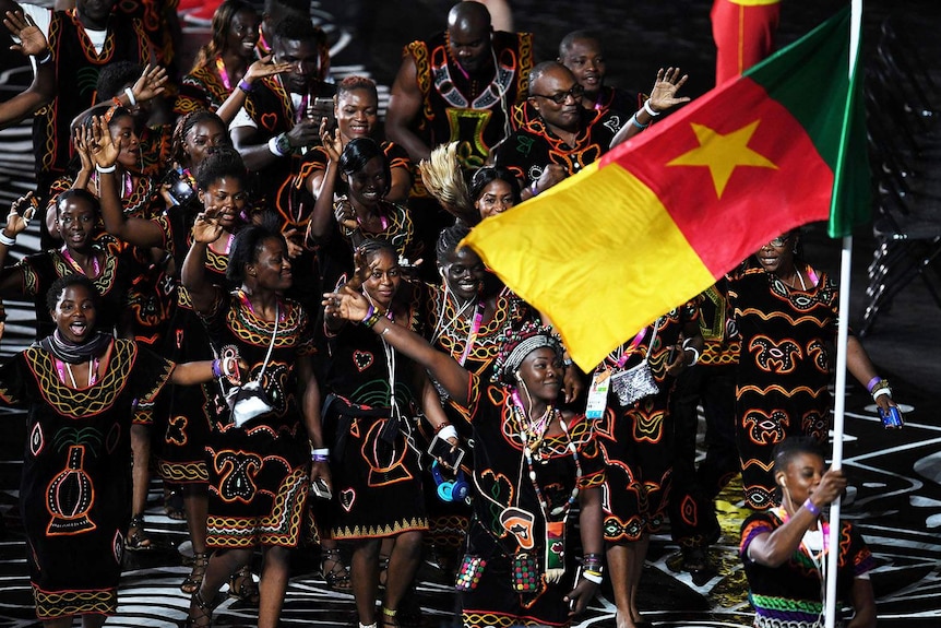 Athletes from Cameroon team at Commonwealth Games Opening Ceremony