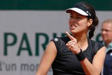 Ivanovic celebrates during her win over Vekic at the French Open