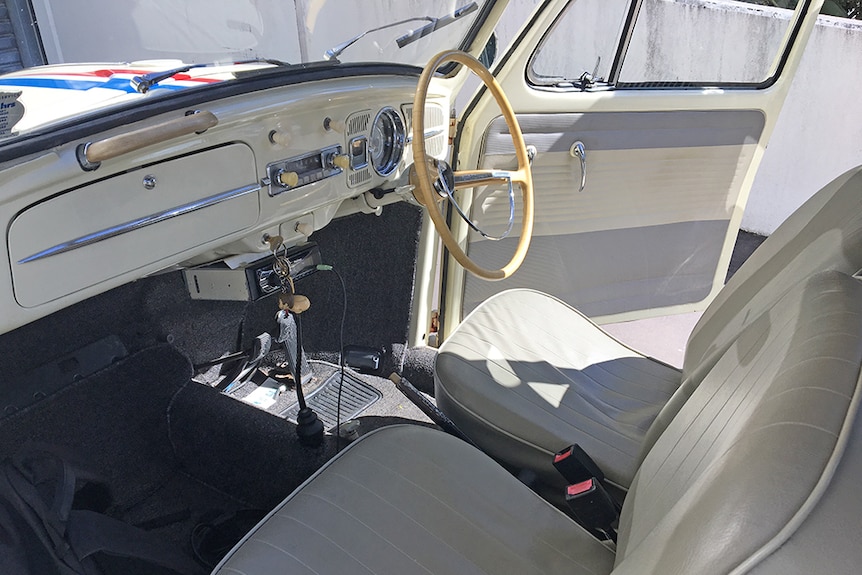 Interior of Chris Ball's Herbie the Love Bug replica restoration