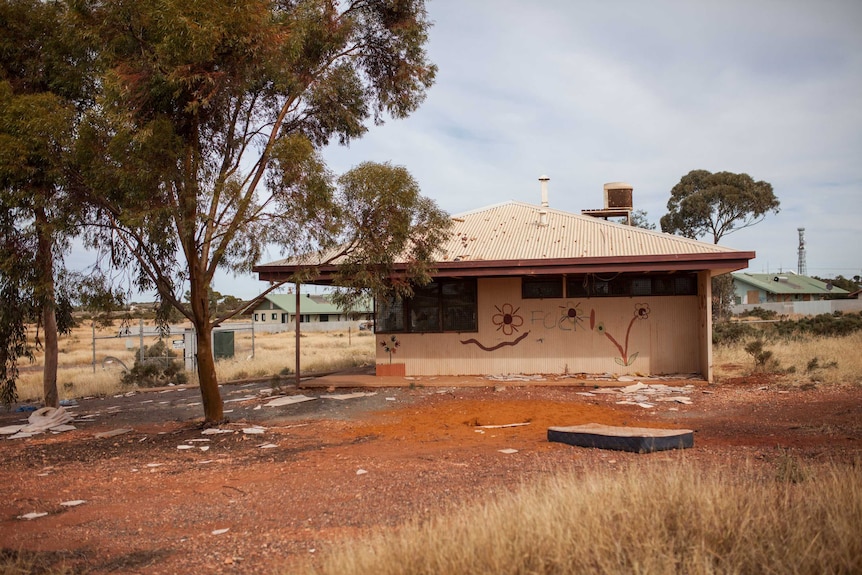 The dilapidated health clinic in Ninga Mia, WA.