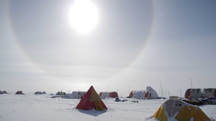 A solar halo at Aurora Basin North camp, Antarctica.