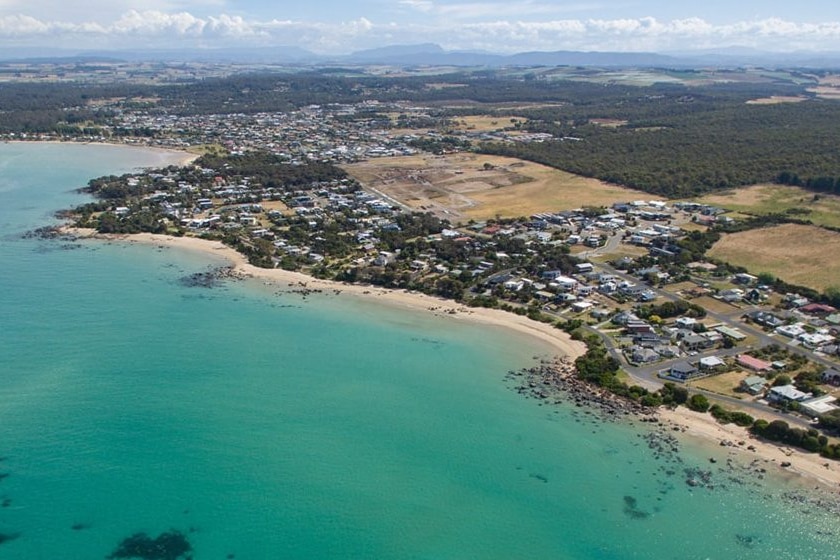Aerial view of Port Sorell, Tasmania.