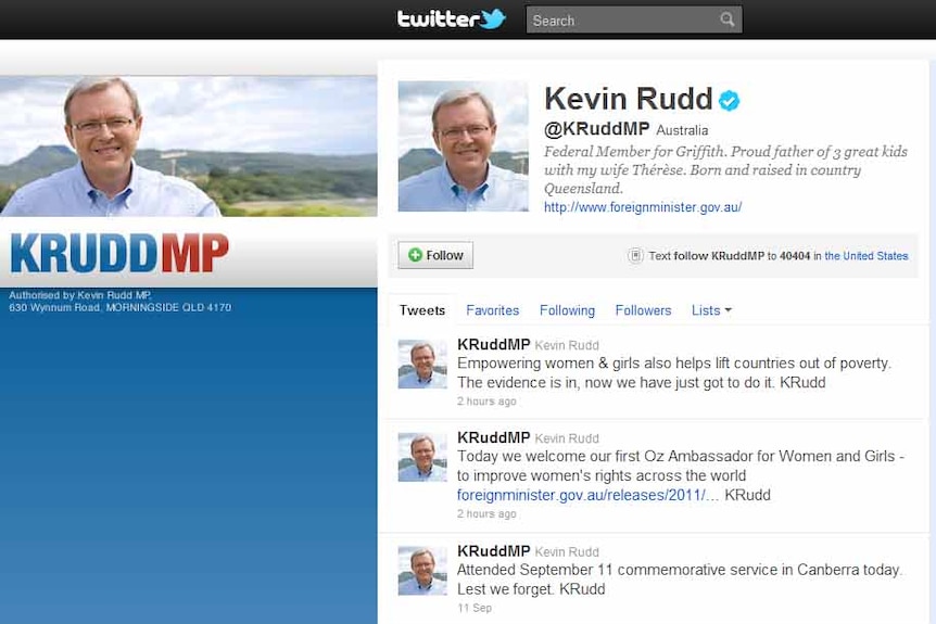Kevin Rudd's Twitter page (twitter.com)