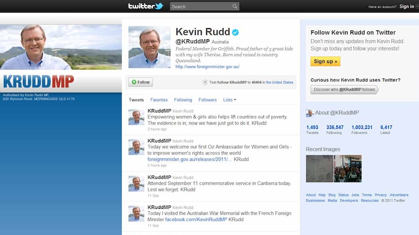 Kevin Rudd's Twitter page. (twitter.com)